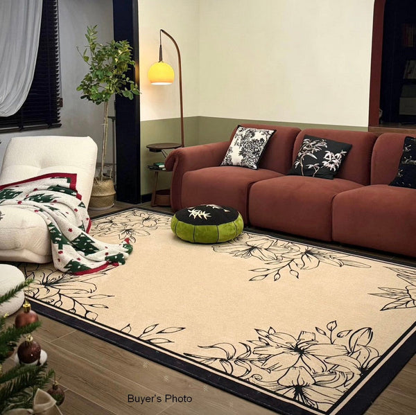 Geometric Contemporary Rugs Next to Bed, Modern Rugs for Dining Room, Contemporary Modern Rugs, Mid Century Area Rugs for Living Room-ArtWorkCrafts.com