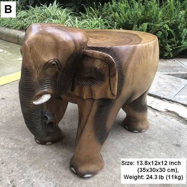 Elephant Wooden Stool, Elephant Sofa Stool, Dining Table Stool, Handmade Solid Wood low Stool, Creative Shoe-changing Stool-ArtWorkCrafts.com