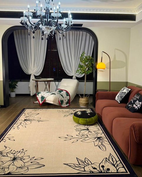 Geometric Contemporary Rugs Next to Bed, Modern Rugs for Dining Room, Contemporary Modern Rugs, Mid Century Area Rugs for Living Room-ArtWorkCrafts.com