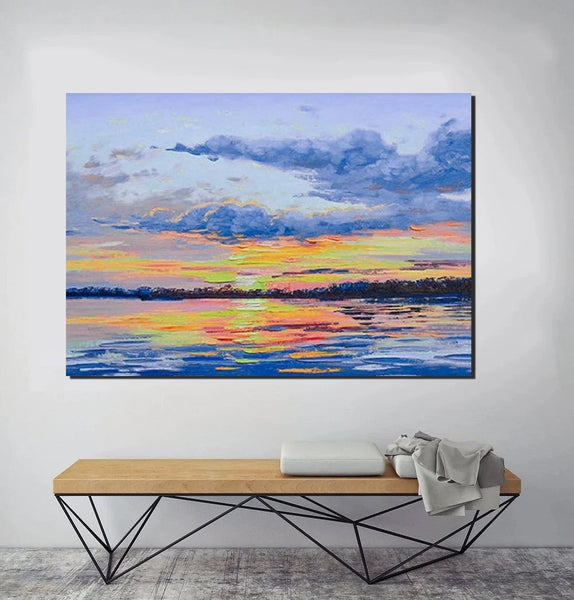 Abstract Landscape Paintings, Heavy Texture Painting, Hand Painted Wall Art, Contemporary Wall Art Paintings, Simple Modern Paintings for Living Room-ArtWorkCrafts.com