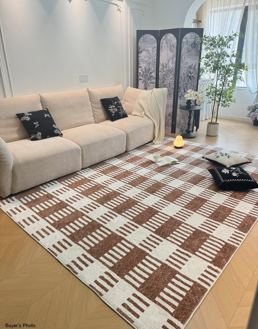 Modern Rugs under Dining Room Table, Mid Century Geometric Carpets, Abstract Modern Rugs for Living Room, Contemporary Modern Rugs Next to Bed-ArtWorkCrafts.com
