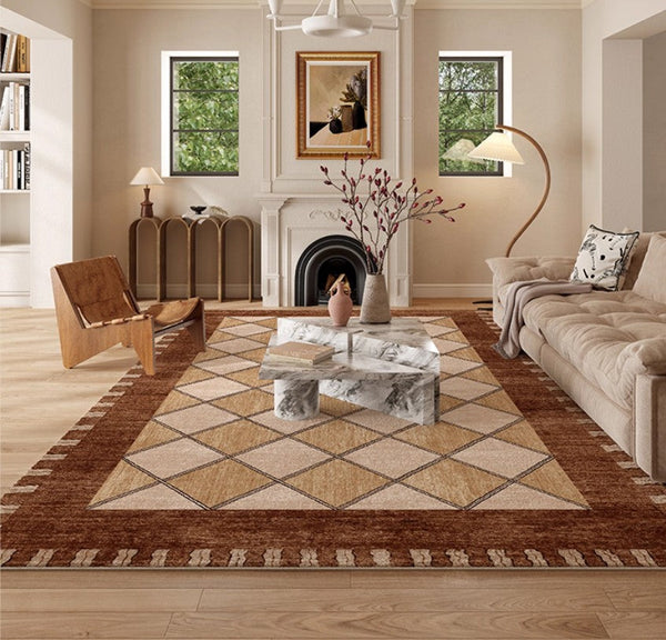 Geometric Contemporary Modern Rugs Next to Bed, Large Abstract Rugs for Living Room, Mid Century Large Modern Area Rugs-ArtWorkCrafts.com