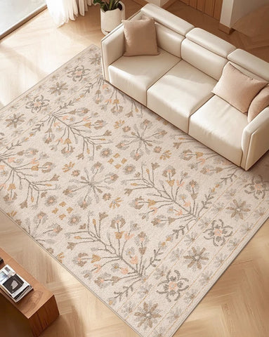 Modern Rugs for Living Room, Flower Pattern Modern Rugs for Farmhouse, Bedroom Modern Rugs, Modern Rugs for Dining Room-ArtWorkCrafts.com