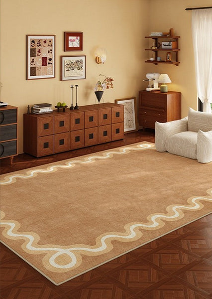 Dining Room Geometric Modern Rugs, Large Modern Rugs for Living Room, Bedroom Modern Rugs, Cream Color Contemporary Modern Rugs-ArtWorkCrafts.com