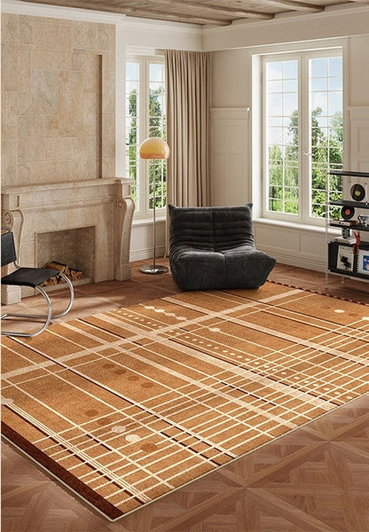 Large Contemporary Area Rugs for Dining Room, Modern Living Room Rug Ideas, Mid Century Modern Rugs for Bedroom-ArtWorkCrafts.com