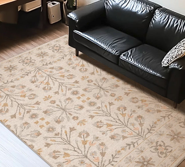 Modern Rugs for Living Room, Flower Pattern Modern Rugs for Farmhouse, Bedroom Modern Rugs, Modern Rugs for Dining Room-ArtWorkCrafts.com