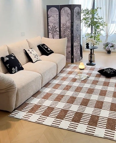 Modern Rugs under Dining Room Table, Mid Century Geometric Carpets, Abstract Modern Rugs for Living Room, Contemporary Modern Rugs Next to Bed-ArtWorkCrafts.com