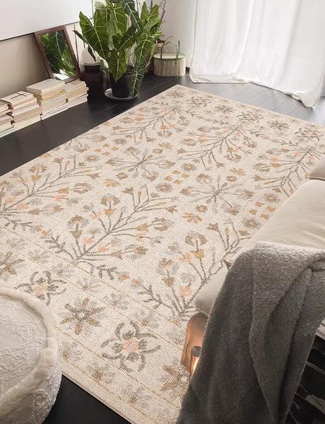 Modern Rugs for Living Room, Flower Pattern Modern Rugs for Farmhouse, Bedroom Modern Rugs, Modern Rugs for Dining Room-ArtWorkCrafts.com