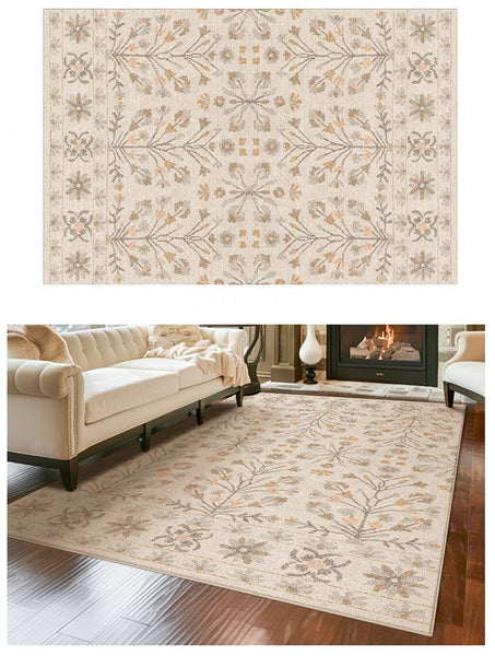 Modern Rugs for Living Room, Flower Pattern Modern Rugs for Farmhouse, Bedroom Modern Rugs, Modern Rugs for Dining Room-ArtWorkCrafts.com