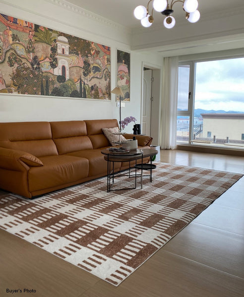 Modern Rugs under Dining Room Table, Mid Century Geometric Carpets, Abstract Modern Rugs for Living Room, Contemporary Modern Rugs Next to Bed-ArtWorkCrafts.com