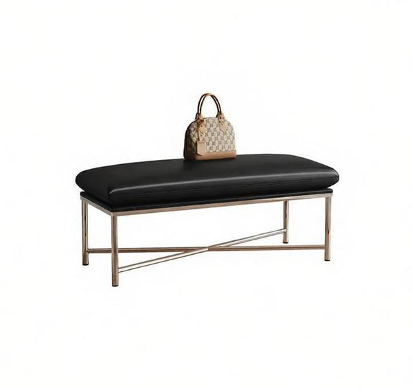 Modern Shoe Changing Ottoman, Upholstered Shoe Bench, Contemporay Bedroom Bench, Narrow Entryway Bench, Mid-Century Hall Bench, Luxury Genuine Leather Entry Bench-ArtWorkCrafts.com