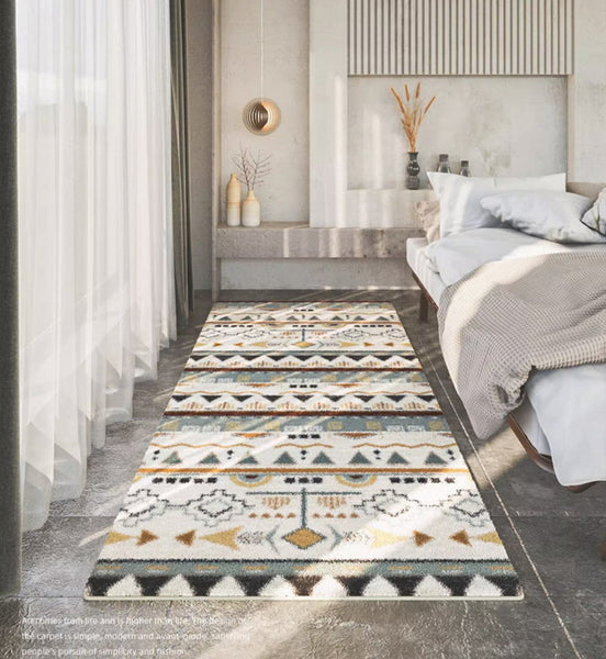 Simple Geometric Runner Rugs for Hallway, Contemporary Runner Rugs Next to Bed, Modern Runner Rugs for Entryway, Modern Rugs for Dining Room-ArtWorkCrafts.com
