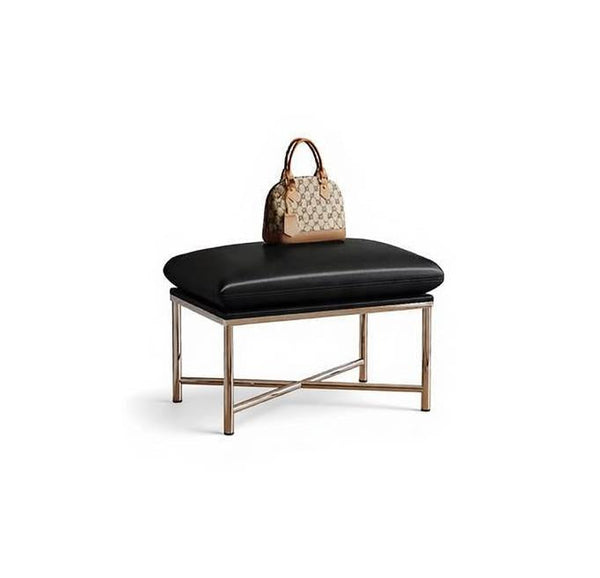 Modern Shoe Changing Ottoman, Upholstered Shoe Bench, Contemporay Bedroom Bench, Narrow Entryway Bench, Mid-Century Hall Bench, Luxury Genuine Leather Entry Bench-ArtWorkCrafts.com