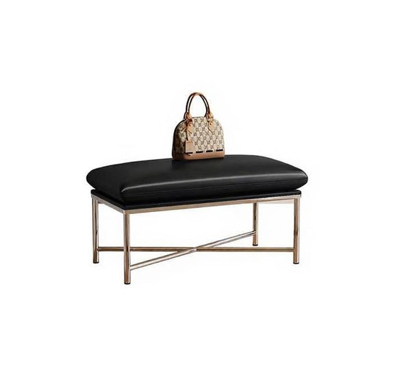 Modern Shoe Changing Ottoman, Upholstered Shoe Bench, Contemporay Bedroom Bench, Narrow Entryway Bench, Mid-Century Hall Bench, Luxury Genuine Leather Entry Bench-ArtWorkCrafts.com