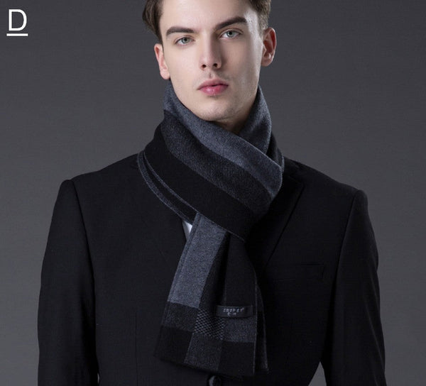Men's Wool Scarf Winter, Wool Scarf for Gentleman, Thick Wool Scarf, Men's Winter Scarf, Fashion Scarf, Formal Men Scarf Styles, Business Casual Scarf Men-ArtWorkCrafts.com