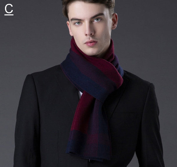 Men's Wool Scarf Winter, Wool Scarf for Gentleman, Thick Wool Scarf, Men's Winter Scarf, Fashion Scarf, Formal Men Scarf Styles, Business Casual Scarf Men-ArtWorkCrafts.com