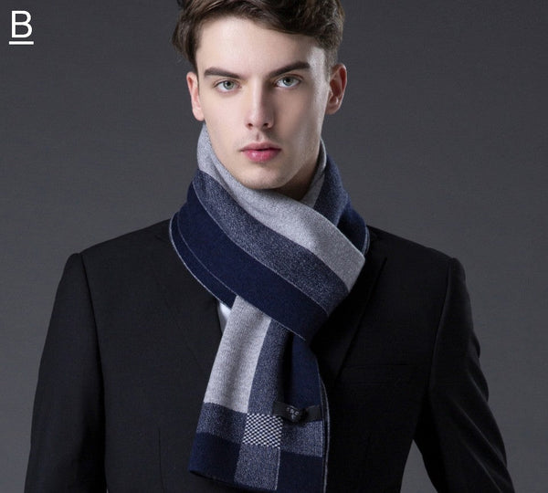Wool Scarf for Gentleman, Thick Wool Scarf, Men's Winter Scarf, Men's Wool Scarf Winter, Fashion Scarf, Formal Men Scarf Styles, Business Casual Scarf Men-ArtWorkCrafts.com
