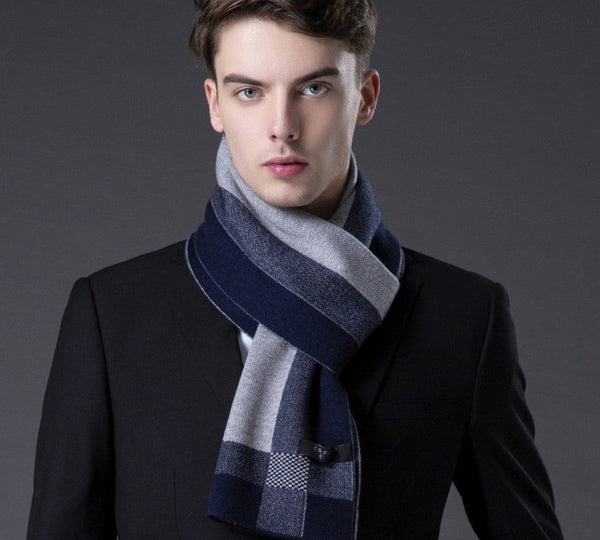 Men's Wool Scarf Winter, Wool Scarf for Gentleman, Thick Wool Scarf, Men's Winter Scarf, Fashion Scarf, Formal Men Scarf Styles, Business Casual Scarf Men-ArtWorkCrafts.com