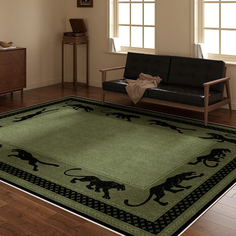 Modern Living Room Rug Ideas, Mid Century Cheetah Green Modern Rugs for Dining Room, Modern Rug Ideas for Bedroom