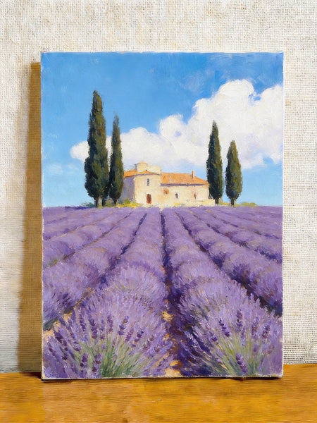 Hand Painted Canvas Art, Lavender Fields of Provence, Original Landscape Paintings, Small Canvas Wall Art Paintings, Buy Original Oil Paintings Online-ArtWorkCrafts.com