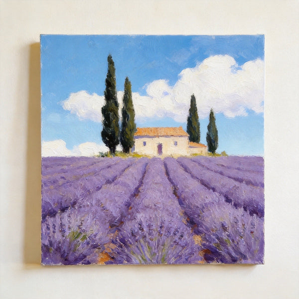 Small Canvas Artwork,Provence Afternoon in Purple Hues, Lavender Field Painting, Buy Small Artwork Online, Hand Painted Canvas Art, Original Landscape Paintings-ArtWorkCrafts.com