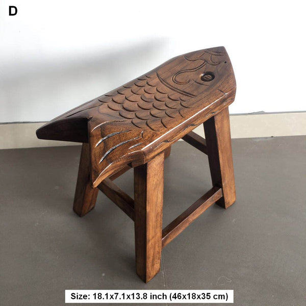 Handmade Solid Wood low Stool, Creative Shoe-changing Stool, Vintage Old Elm Wood Stool, Children's Wooden Stool, Sofa Stool, Dining Table Stool-ArtWorkCrafts.com