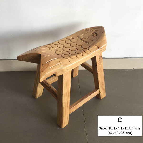 Handmade Solid Wood low Stool, Creative Shoe-changing Stool, Old Elm Wood Stool, Children's Wooden Stool, Sofa Stool, Dining Table Stool-ArtWorkCrafts.com