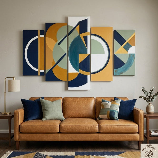 Colorful Abstract Paintings, Hand Painted Acrylic Art, Contemporary Canvas Paintings, Geometric Modern Art-ArtWorkCrafts.com