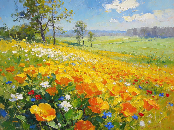 Small Paintings on Canvas, Spring Blooms in the Valley, Heavy Texture Paintings, Hand Painted Canvas Art, Original Small Landscape Paintings, Small Oil Paintings on Canvas-ArtWorkCrafts.com