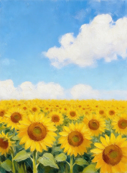 Small Canvas Wall Art Paintings, Original Landscape Paintings, Sunflower Field Painting, Buy Original Art Online, Hand Painted Canvas Artwork-ArtWorkCrafts.com