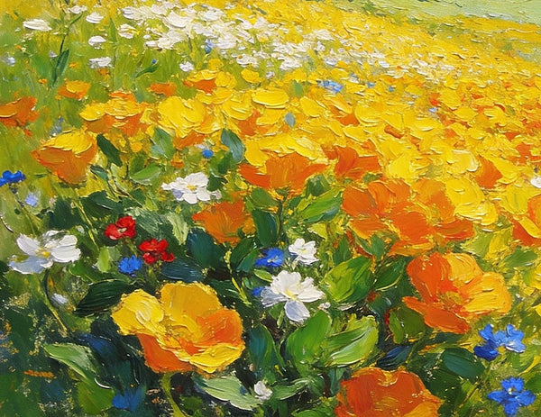 Small Paintings on Canvas, Spring Blooms in the Valley, Heavy Texture Paintings, Hand Painted Canvas Art, Original Small Landscape Paintings, Small Oil Paintings on Canvas-ArtWorkCrafts.com