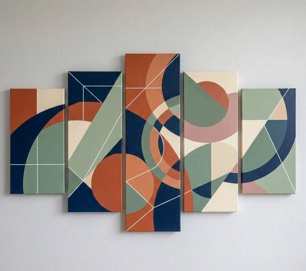 Hand Painted Acrylic Art, Contemporary Canvas Paintings, Colorful Abstract Paintings, Geometric Modern Art-ArtWorkCrafts.com
