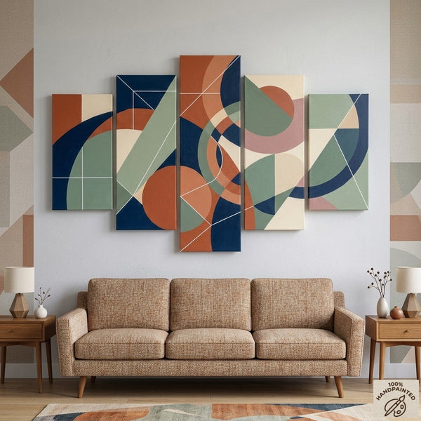 Hand Painted Acrylic Art, Contemporary Canvas Paintings, Colorful Abstract Paintings, Geometric Modern Art-ArtWorkCrafts.com