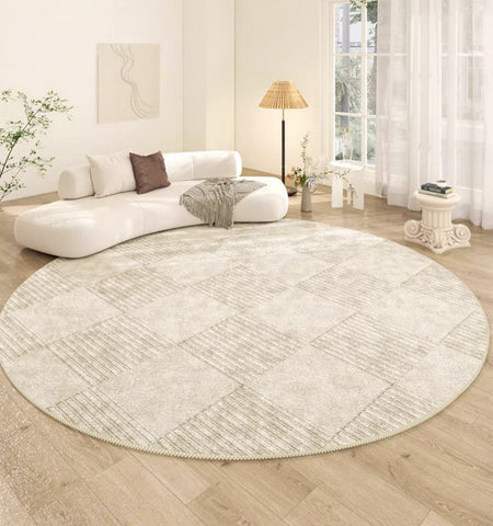Living Room Contemporary Modern Rugs, Geometric Circular Rugs for Dining Room, Modern Rugs under Coffee Table, Abstract Modern Round Rugs for Bedroom-ArtWorkCrafts.com