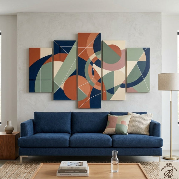 Hand Painted Acrylic Art, Contemporary Canvas Paintings, Colorful Abstract Paintings, Geometric Modern Art-ArtWorkCrafts.com