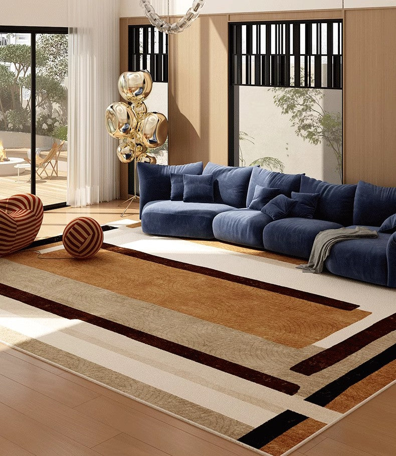 Abstract Contemporary Modern Rugs, Geometric Contemporary Rugs Next to Bed, Mid Century Area Rugs for Living Room, Modern Rugs for Dining Room-ArtWorkCrafts.com