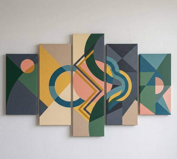 Extra Large Abstract Paintings, Geometric Modern Art, Hand Painted Acrylic Art, Contemporary Canvas Paintings-ArtWorkCrafts.com