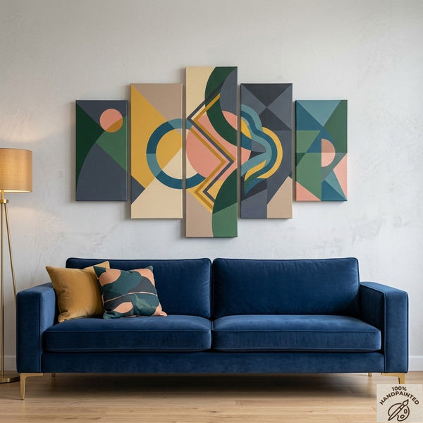 Extra Large Abstract Paintings, Geometric Modern Art, Hand Painted Acrylic Art, Contemporary Canvas Paintings-ArtWorkCrafts.com