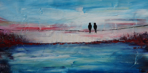 Love Birds Art, Acrylic Painting, Bedroom Decor, Original Painting, Painting Abstract, Large Wall Decor, Modern Painting, Canvas Painting-ArtWorkCrafts.com