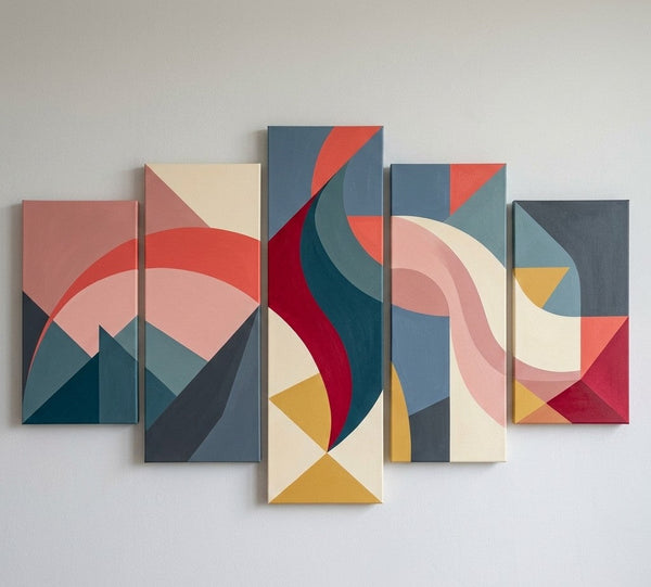 Acrylic Abstract Paintings, Geometric Modern Art, Hand Painted Canvas Art, Contemporary Canvas Paintings-ArtWorkCrafts.com