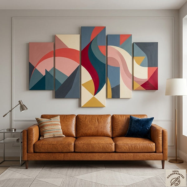 Acrylic Abstract Paintings, Geometric Modern Art, Hand Painted Canvas Art, Contemporary Canvas Paintings-ArtWorkCrafts.com