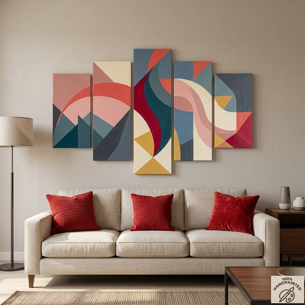 Acrylic Abstract Paintings, Geometric Modern Art, Hand Painted Canvas Art, Contemporary Canvas Paintings-ArtWorkCrafts.com