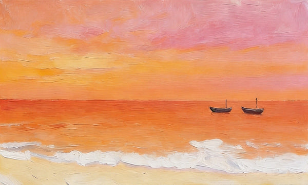 Original Seascape Paintings, Sunset Sails on the Sea, Small Canvas Wall Art Paintings, Hand Painted Canvas Art, Ready to Hang Small Paintings-ArtWorkCrafts.com