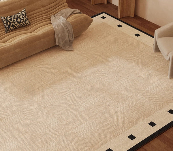 Mid Century Modern Rugs Next to Bed, Modern Rugs for Dining Room, Contemporary Rugs for Bedroom, Cream Modern Carpets for Living Room-ArtWorkCrafts.com