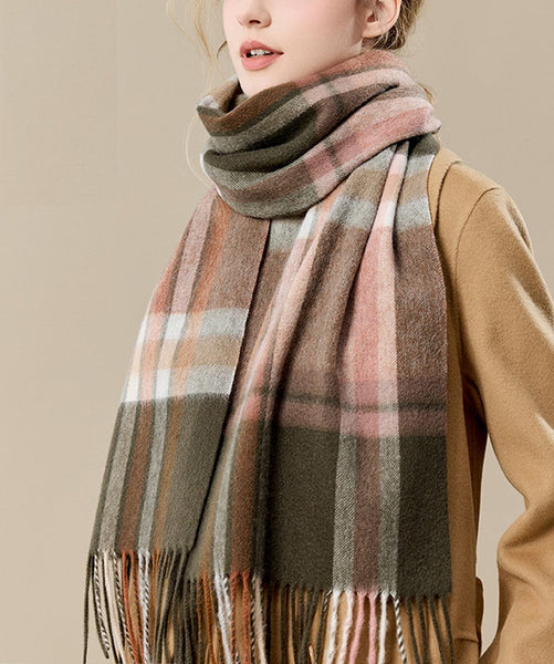 Warm Winter Scarf, Cold Weather Scarf, Soft Cashmere Scarf for Women, Checked Scarf Winter Wool Scarf, Elegant Wool Scarves, Holiday Scarf, Fashion Scarf, Christmas Gifts for Her-ArtWorkCrafts.com