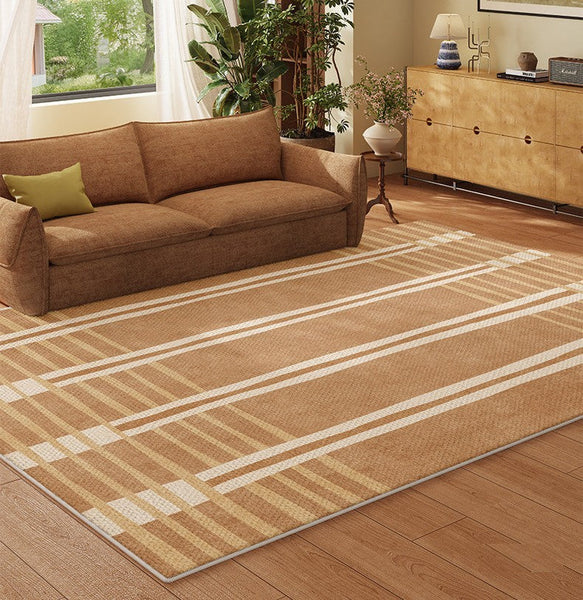 Geometric Modern Rugs for Dining Room, Large Modern Rugs for Living Room, Bedroom Modern Rugs, Cream Color Contemporary Modern Rugs-ArtWorkCrafts.com