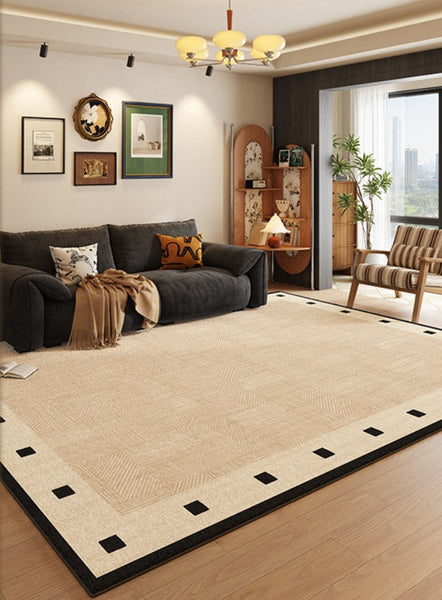 Mid Century Modern Rugs Next to Bed, Modern Rugs for Dining Room, Contemporary Rugs for Bedroom, Cream Modern Carpets for Living Room-ArtWorkCrafts.com