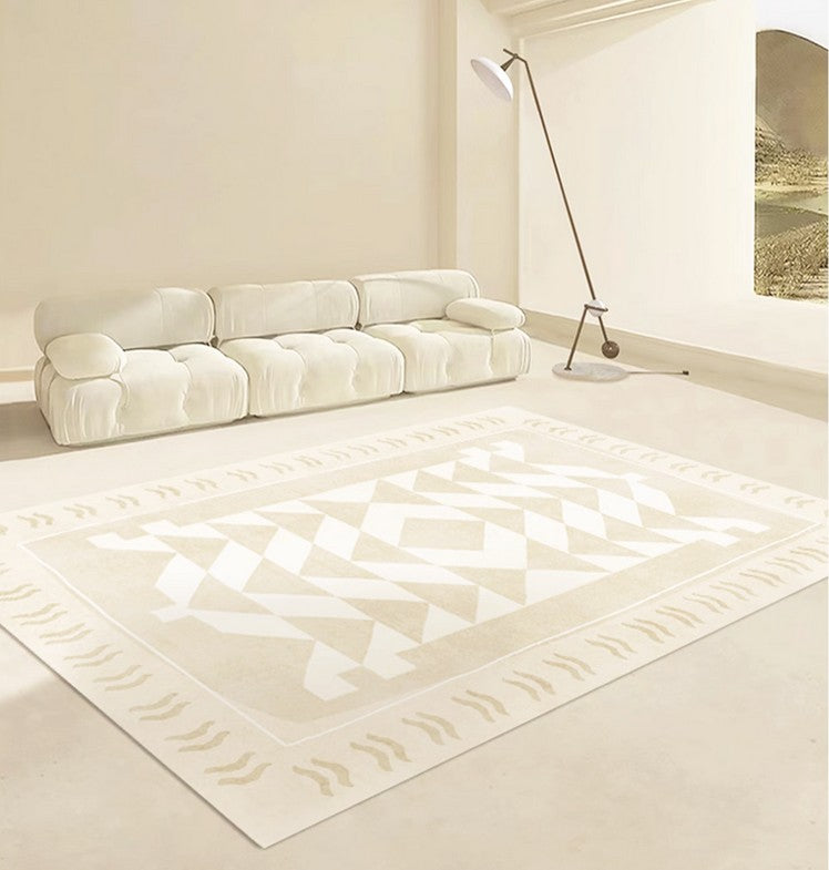 Mid Century Modern Rugs Next to Bed, Modern Rugs for Dining Room, Soft Contemporary Rugs for Bedroom, Cream Modern Carpets for Living Room-ArtWorkCrafts.com