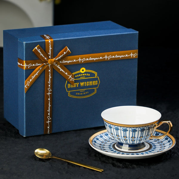 Porcelain Coffee Cup with Saucer, British Royal Tea Cup and Saucer Set in Gift Box, Ceramic Tea Cup and Saucer Set, Porcelain Tea Cup and Saucer Set-ArtWorkCrafts.com