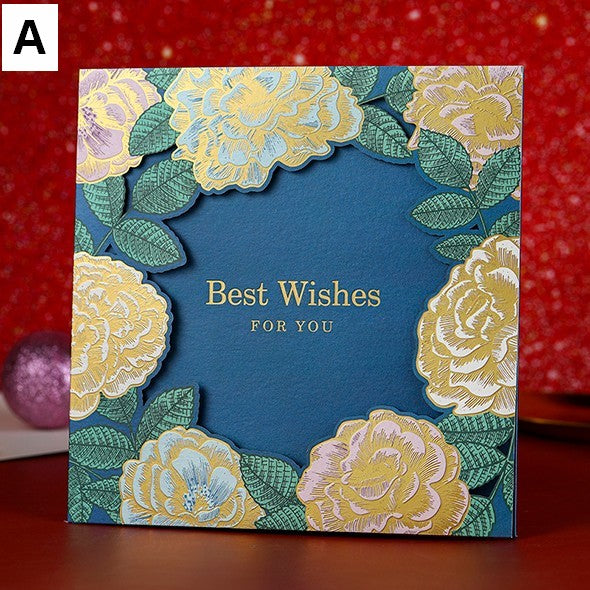 Blue Flower Greeting Cards, Beautiful Greeting Cards to Friends, Creative Birthday Greeting Card, Original Handmade Greeting Cards-ArtWorkCrafts.com